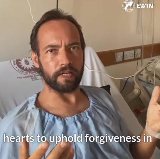 Inspiring, Italian-born Camboni missionary priest and Bishop-elect Christian Carlassare (speaks from Nairobi hospital bed after both his legs were shot in Rumbek, Africa