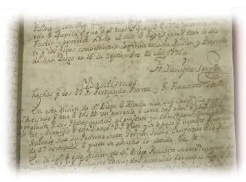 Hand-written records of the founding of the Missions by St. Junipero Serra