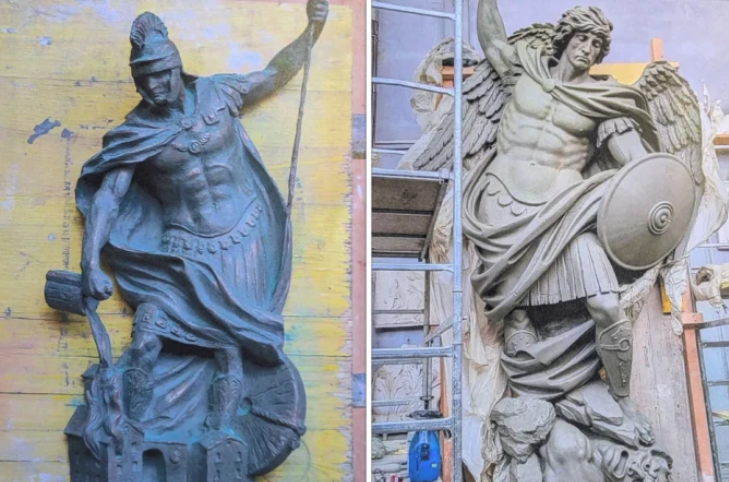 Massachusetts mayor defends saint statues on public building
