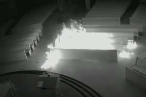 CAUGHT ON VIDEO: Shirtless Arson Careful to Wear Mask as He sets Catholic church in Florida on Fire; Pastor urges prayer, forgiveness